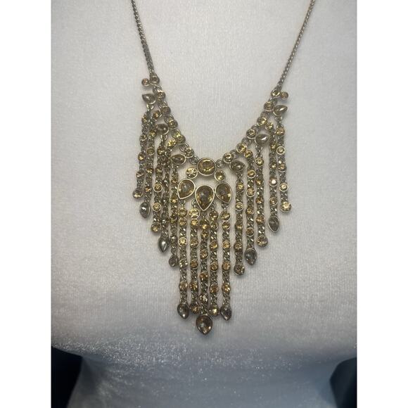 Givenchy Gold Tone & Crystal Waterfall Necklace - 21" Adjustable - Picture 5 of 16